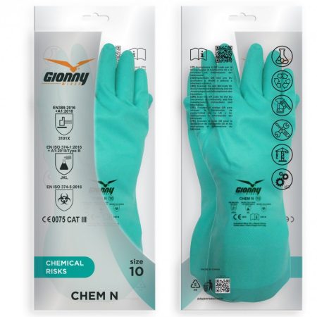 Guante RIESGOS QUÍMICOS de nitrilo sin soporte CHEM N
