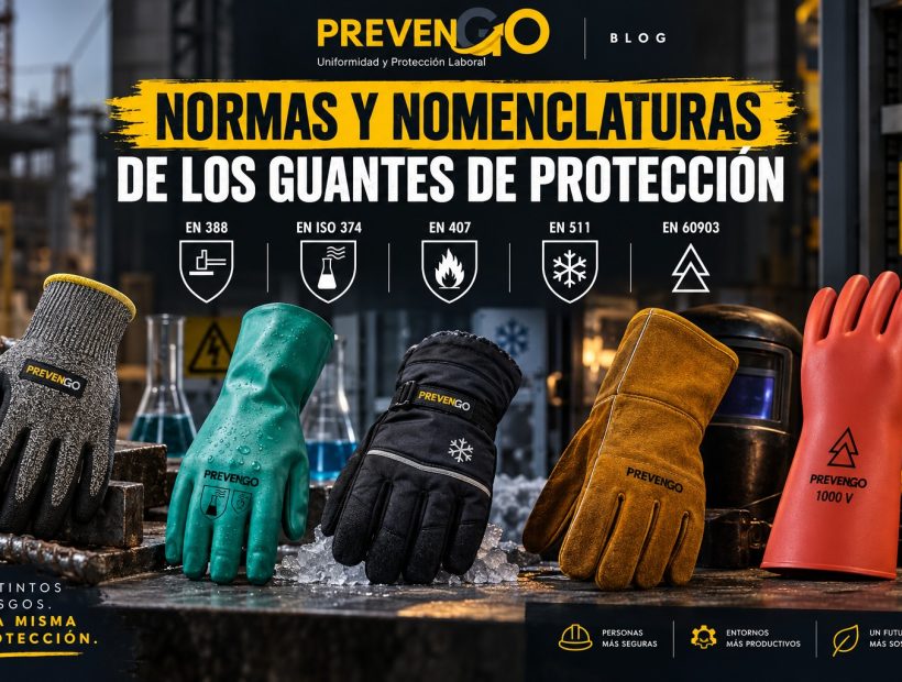 Guantes de protección con diferentes normas y niveles de seguridad laboral