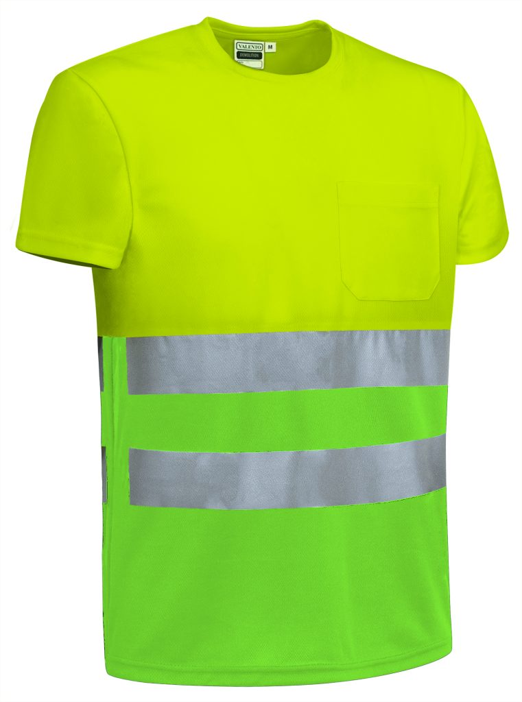 Camiseta bicolor de alta visibilidad Valento DEMOLITION amarillo flúor-verde manzana
