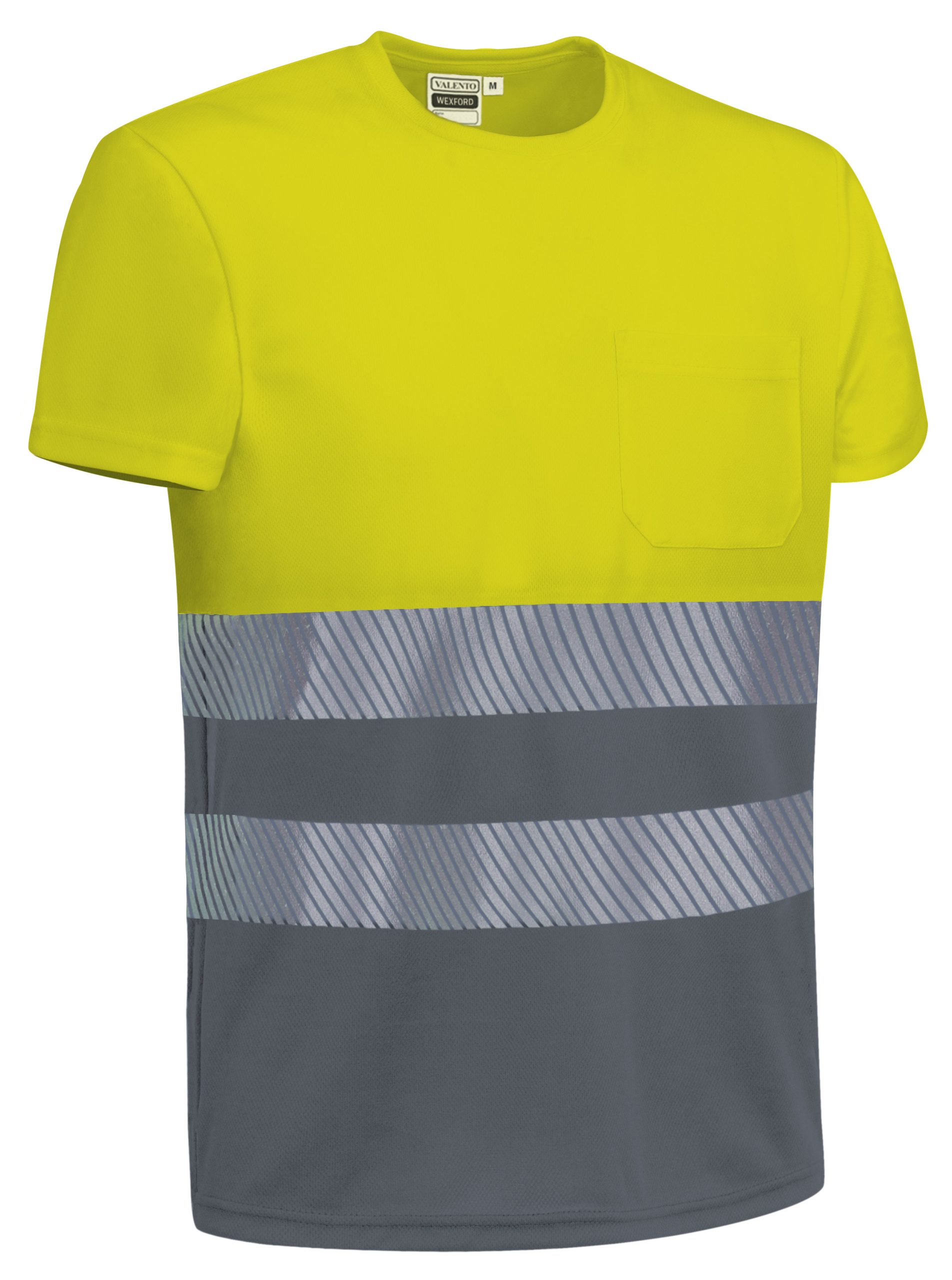 Camiseta bicolor de alta visibilidad Valento WEXFORD amarillo flúor-gris cemento