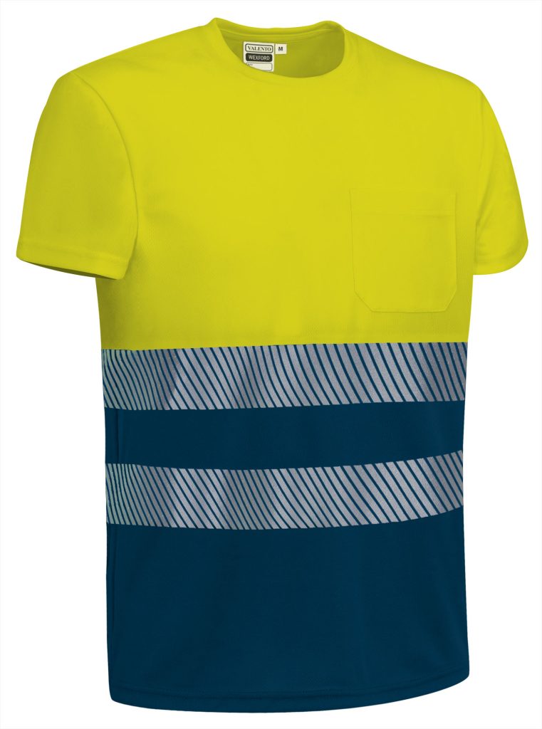 Camiseta bicolor de alta visibilidad Valento WEXFORD amarillo flúor-azul marino orión