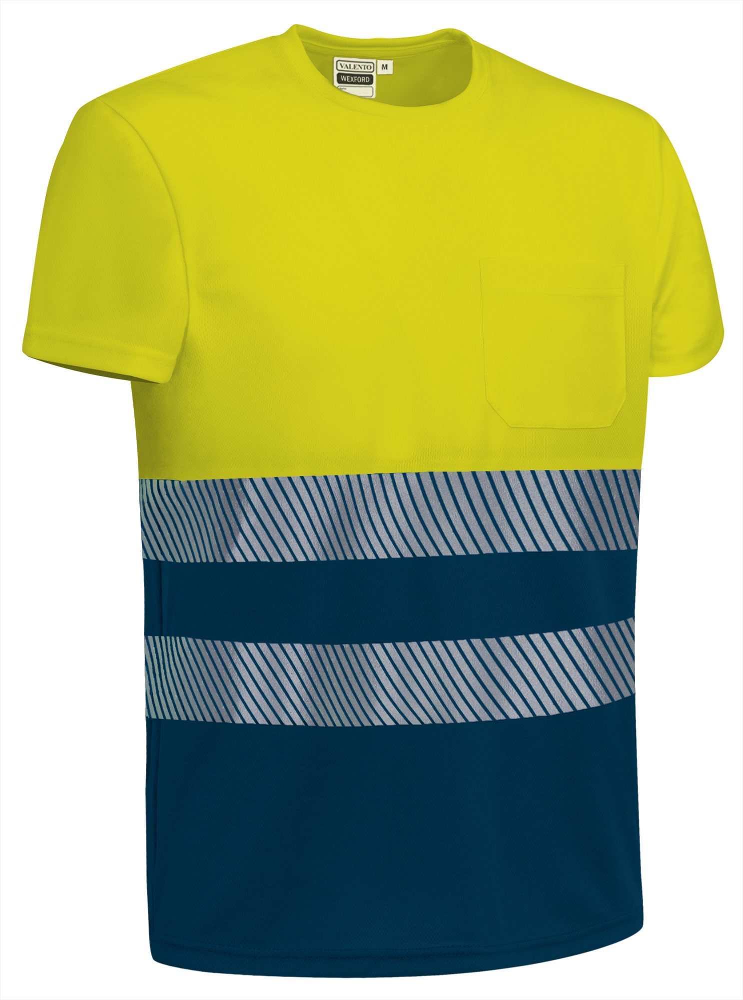 Camiseta bicolor de alta visibilidad Valento WEXFORD amarillo flúor-azul marino orión