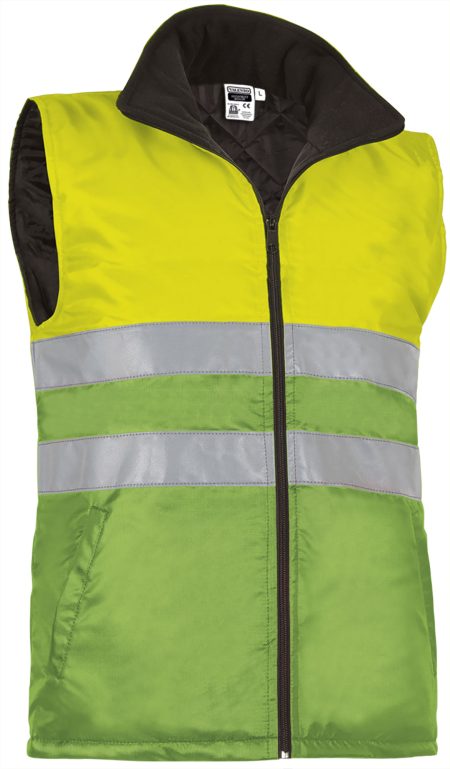 Chaleco acolchado de alta visibilidad Valento HIGHWAY amarillo flúor-verde manzana