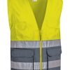 Chaleco multibolsillos de alta visibilidad Valento LISBURN amarillo flúor-gris cemento
