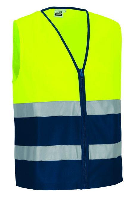 Chaleco ligero bicolor de alta visibilidad Valento PALMER amarillo flúor-azul marino orión
