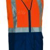 Chaleco bicolor de alta visibilidad con bolsillos Valento WULIK naranja flúor-azul marino orión