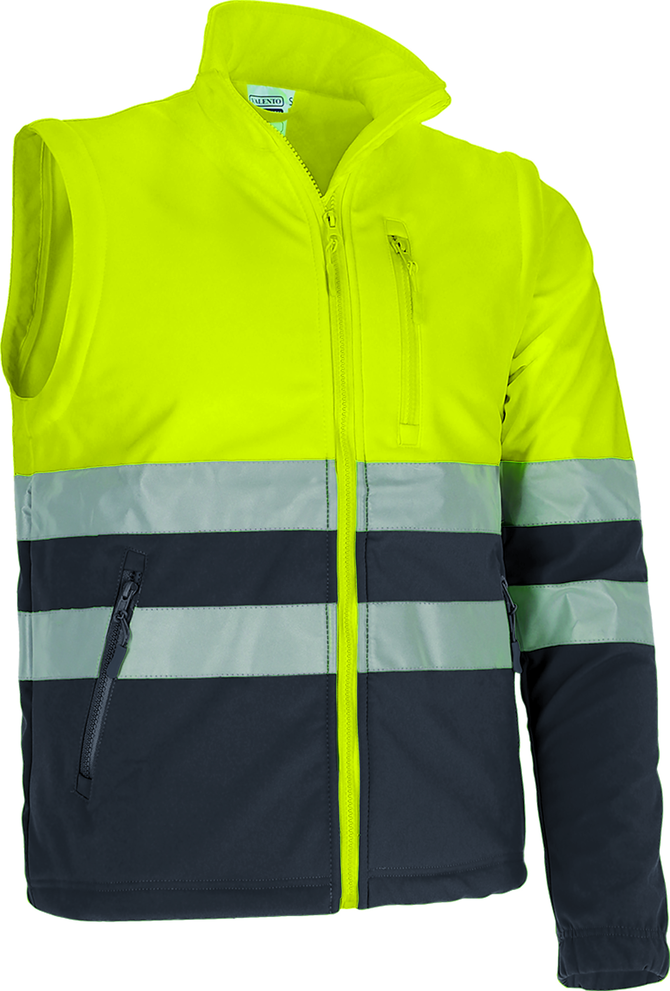 Chaqueta softshell desmontable de alta visibilidad Valento BRAMPTON amarillo flúor-gris carbón
