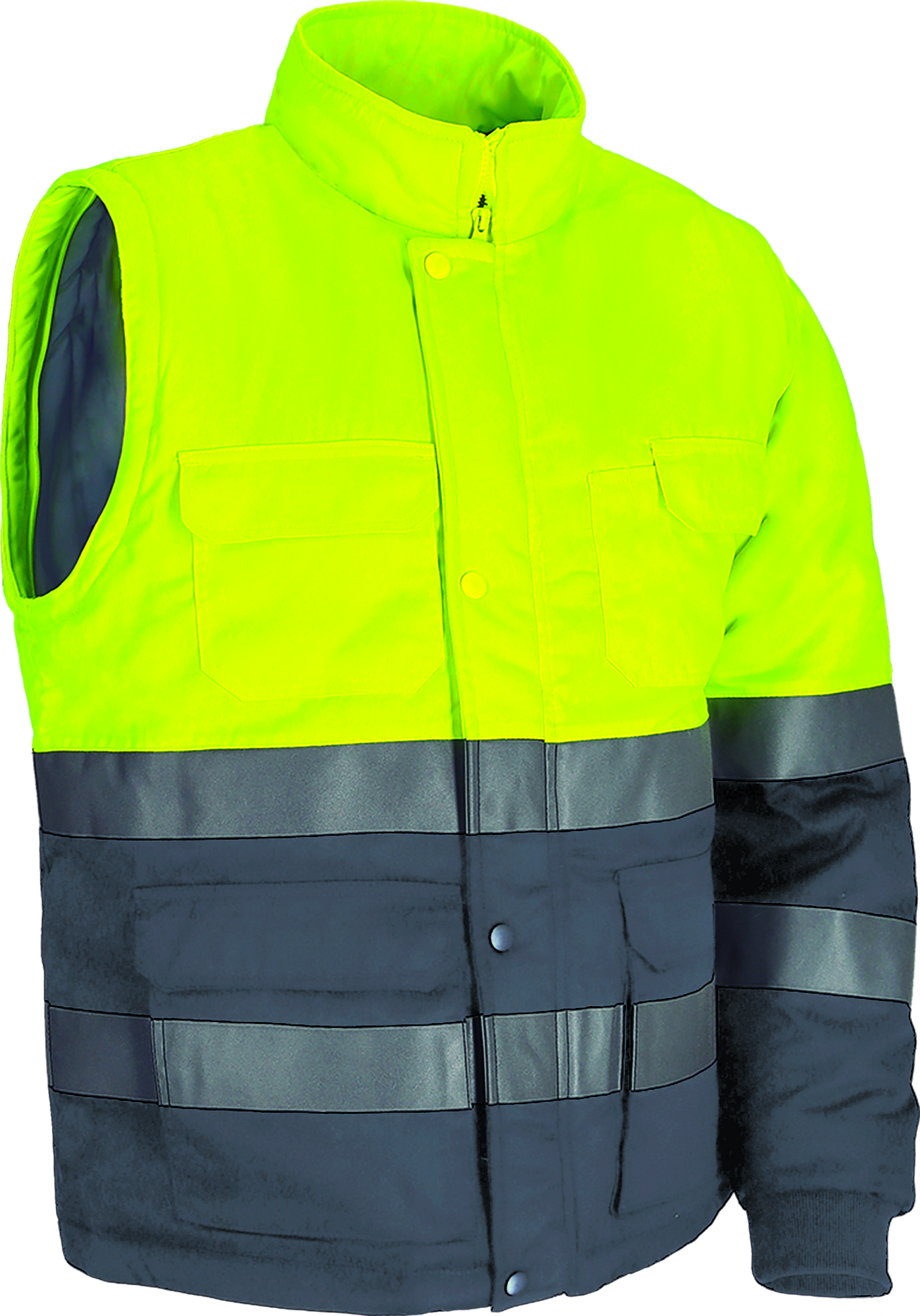 Chaqueta desmontable de alta visibilidad Valento SEQUOIA amarillo flúor-gris cemento