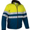 Chaqueta softshell de alta visibilidad Valento STORM amarillo flúor-azul marino orión