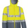 Chaqueta impermeable de alta visibilidad Valento TORNADO amarillo flúor-gris cemento