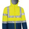 Chaqueta impermeable de alta visibilidad Valento TORNADO amarillo flúor-azul marino orión