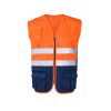 Chaleco Seana FLUO marino y naranja flúor con bandas reflectantes