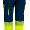 Pantalón bicolor de alta visibilidad Valento ABERDEEN amarillo flúor-azul marino orión