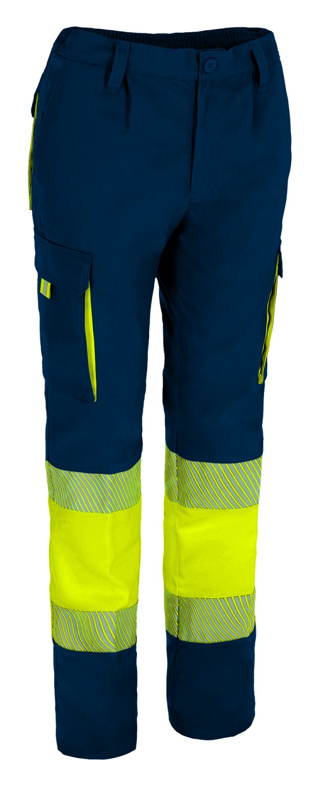 Pantalón bicolor de alta visibilidad Valento ABERDEEN amarillo flúor-azul marino orión