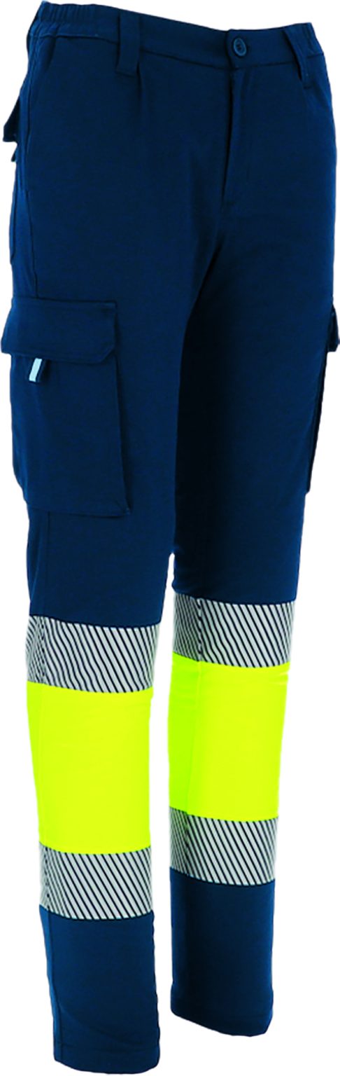 Pantalón térmico de alta visibilidad Valento BRUCE amarillo flúor-azul marino orión