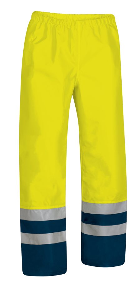 Pantalón impermeable de alta visibilidad Valento NARVIK amarillo flúor-azul marino orión