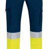 Pantalón bielástico de alta visibilidad Valento RIGEL amarillo flúor-azul marino orión