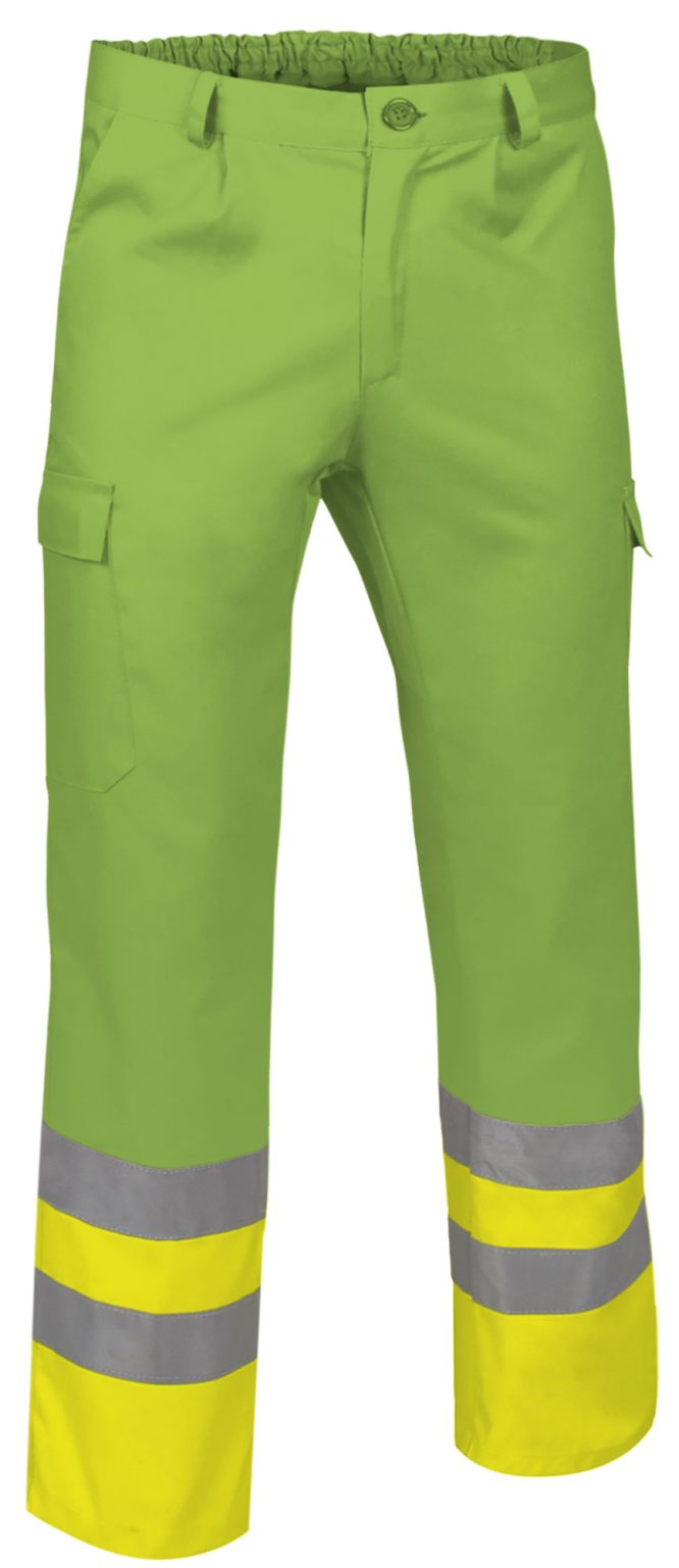 Pantalón multibolsillos de alta visibilidad Valento TRAIN amarillo flúor-verde manzana