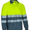 Polo térmico bicolor de alta visibilidad Valento ALBURY amarillo flúor-gris cemento
