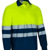 Polo térmico bicolor de alta visibilidad Valento ALBURY amarillo flúor-azul marino orión