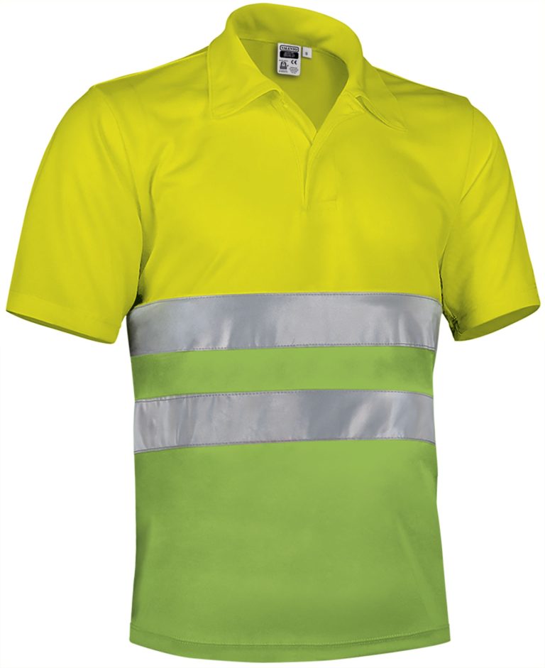 Polo de alta visibilidad Valento BUILD amarillo flúor-verde manzana