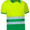 Polo bicolor de alta visibilidad Valento DELAWARE amarillo flúor-verde amazonas
