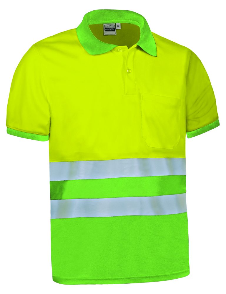 Polo bicolor de alta visibilidad Valento DELAWARE amarillo flúor-verde manzana