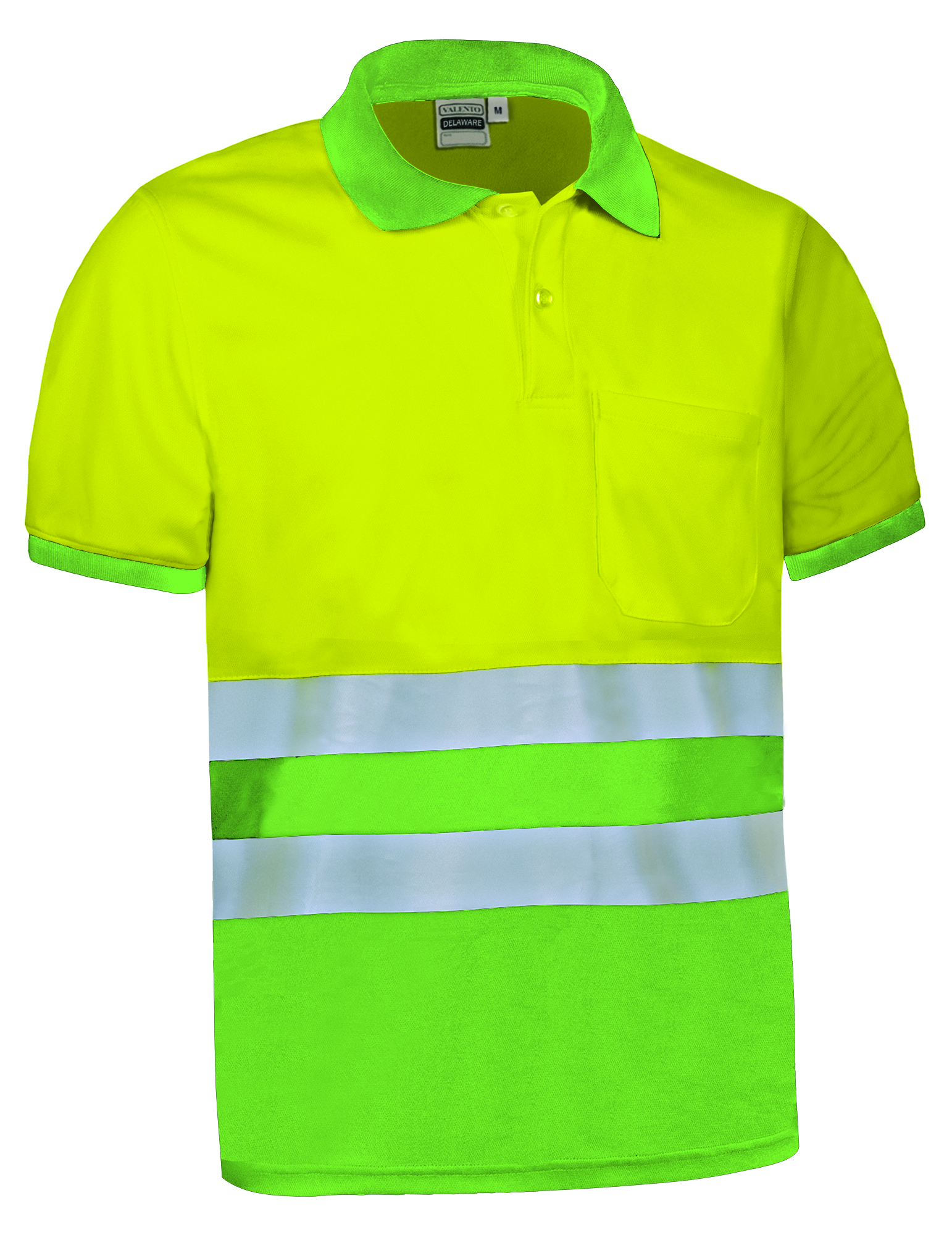 Polo bicolor de alta visibilidad Valento DELAWARE amarillo flúor-verde manzana