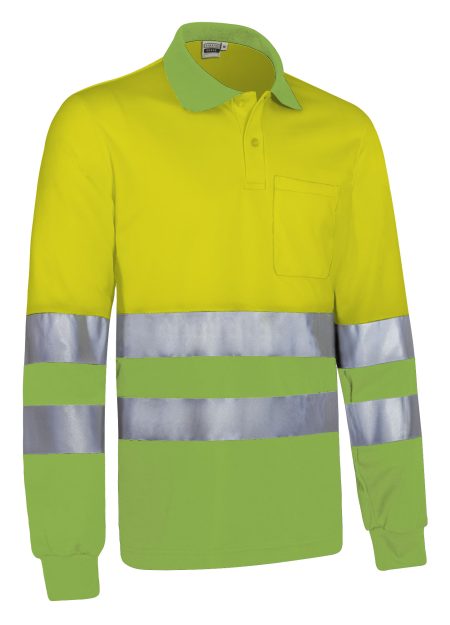 Polo térmico bicolor de alta visibilidad Valento SNAKE amarillo flúor-verde manzana