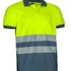 Polo bicolor de alta visibilidad Valento THURSO amarillo flúor-gris cemento