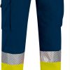 Pantalón elástico de alta visibilidad Valento BUDAPEST amarillo flúor-azul marino orión