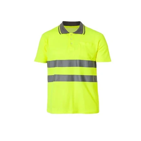 Polo de manga corta Seana BORI 1 amarillo flúor con bandas reflectantes