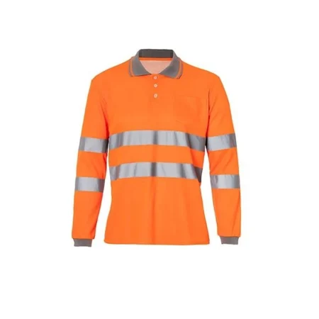Polo de manga larga Seana BORI 3 naranja flúor con bandas reflectantes