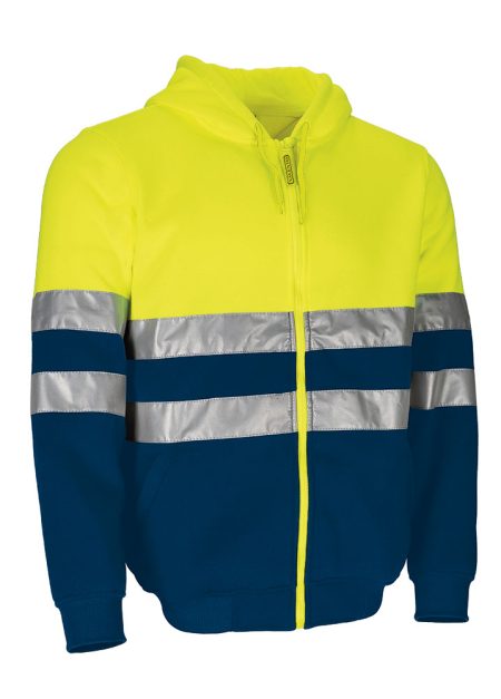 Sudadera con capucha de alta visibilidad Valento BRANTFORD amarillo flúor-azul marino orión