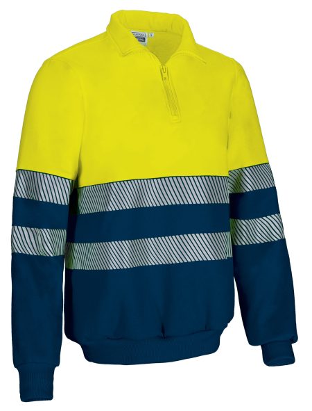 Sudadera bicolor de alta visibilidad Valento STIRLING amarillo flúor-azul marino orión