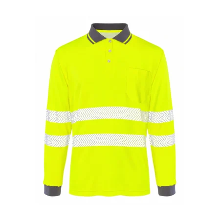 Polo de manga larga de alta visibilidad Seana BORI 10 PREMIUM — Amarillo flúor