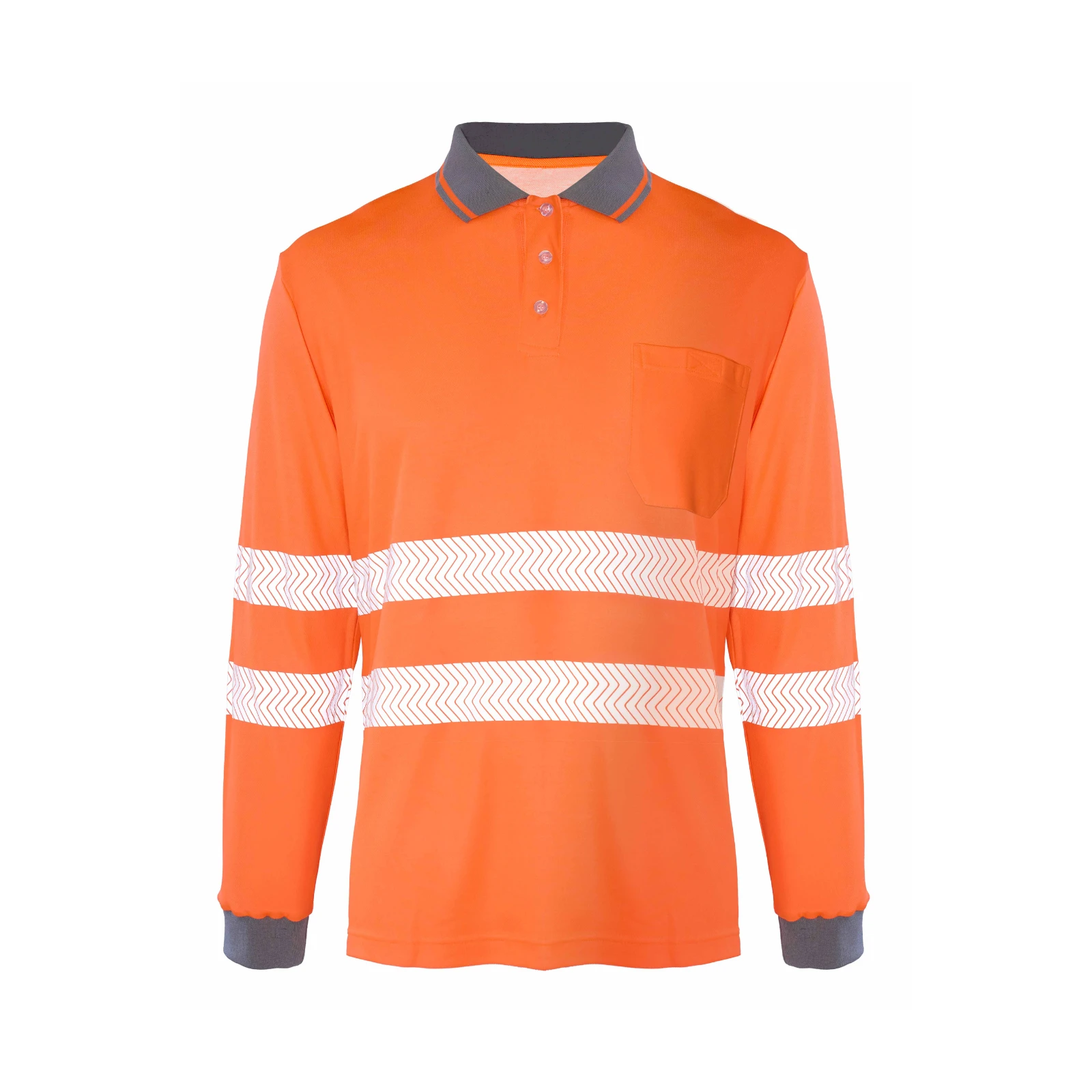 Polo de manga larga de alta visibilidad Seana BORI 10 PREMIUM — Naranja flúor