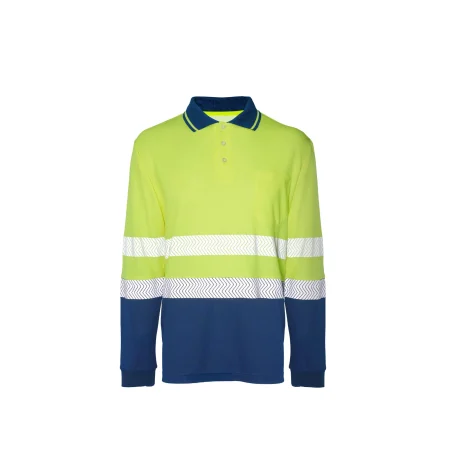 Polo de manga larga de alta visibilidad Seana BORI 12 PREMIUM — Marino / Amarillo flúor