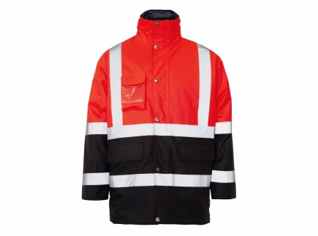 Parka de alta visibilidad Seana MADOF 3 — Marino / Rojo flúor