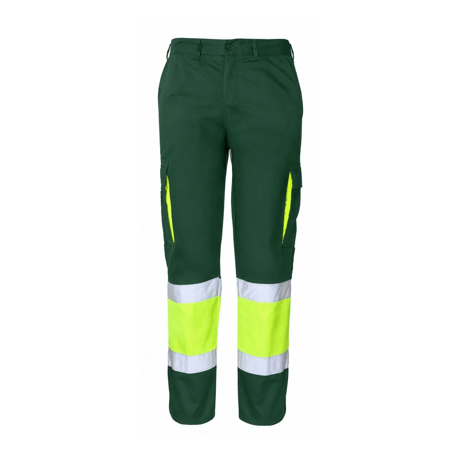 Pantalón de alta visibilidad Seana MADRAS 1 de 240 g/m² — Verde botella / Amarillo flúor