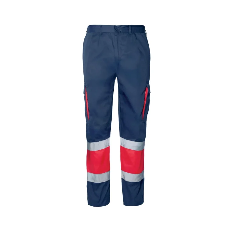 Pantalón de alta visibilidad Seana MADRAS 4 — Marino / Rojo flúor